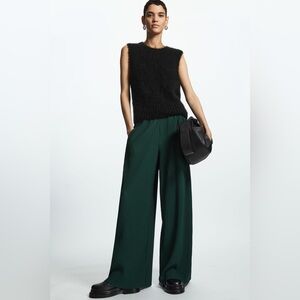 COS Dark Green Pleated Elasticated Trouser Pants size L
